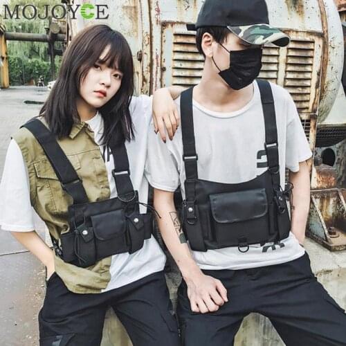 Fashion Nylon Chest Rig Bag Black Vest Hip Hop Streetwear Functional Tactical Harness Chest Rig Kanye West Wist Pack Chest Bag