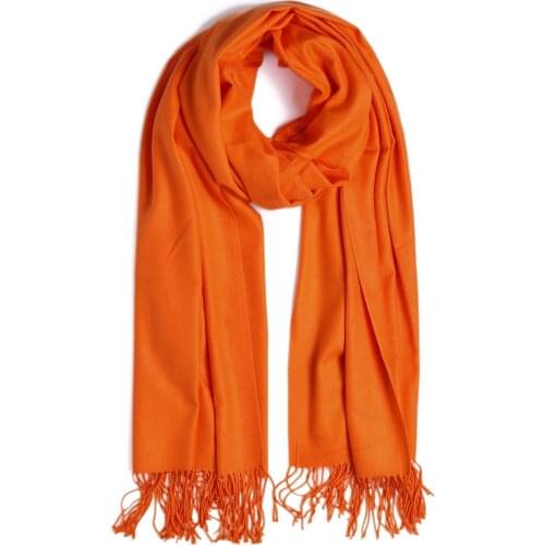 Fashion Cashmere Scarf Shawl Solid Autumn Winter Wrap Warm High Quality Soft Hijab Thick Women Pashmina Wool Luxury Orange