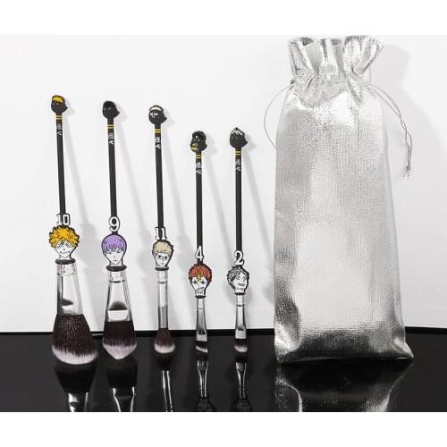 Anime Haikyuu Cosplay Makeup Brushes Set Karasuno Volleyball Club Brush Foundation Powder Eyeshadow Eyebrow Brush Kit with Bag