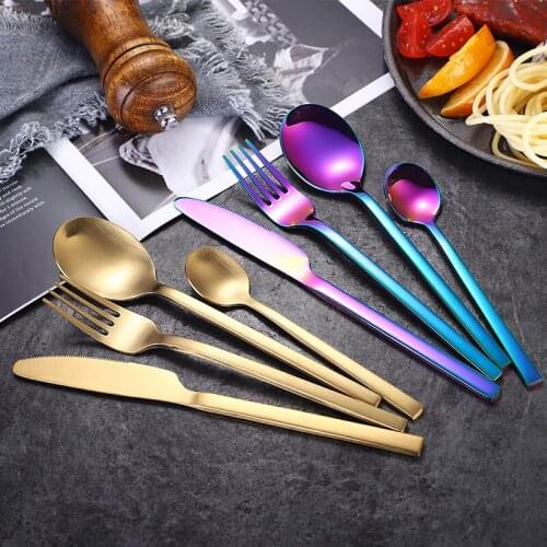 24PCS Stainless Steel Tableware Cutlery Set Dinnerware Set Knives Forks Spoons Western Dinner Gift Kitchen Accessories Cocina