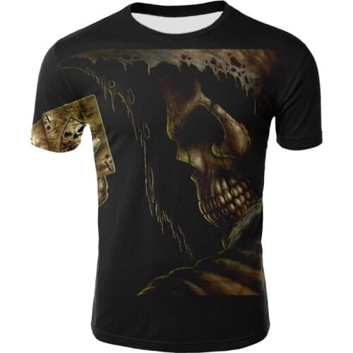 2020 New Popular MenS Skull T-Shirt Casual Style Skull T-Shirt Youth Top Hip-Hop Printed Skull Street T-Shirt