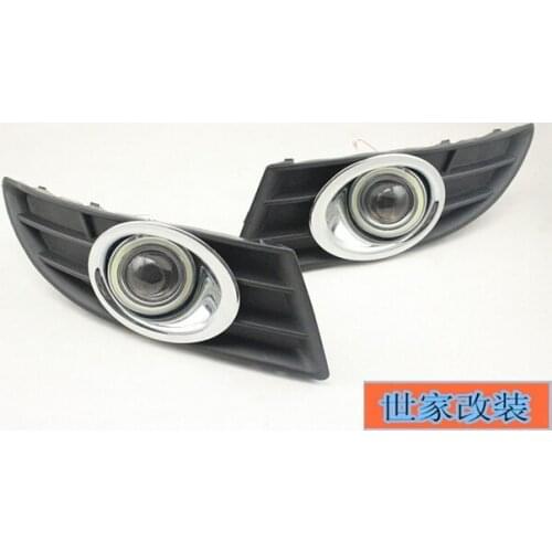 Osmrk DRL COB angel eye + halo fog lamp + projector lens + black fog lamp cover + + plating rim for c, 2pcs