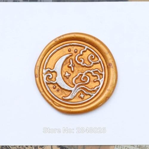 Moon Seal Stamp,Night Sky seal stamp,Stars Seal Stamp Kit,invitation seals,gift packing Moon and Cloud seal