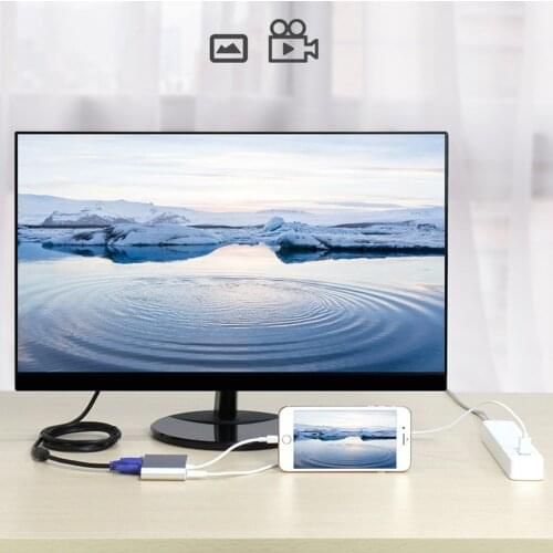 For Lightning to HDMI-Compatible VGA Audio TV AV Adapter Cable With USB Line and AV Cable For iPhone8 7 7 Plus 6 6S For iPad