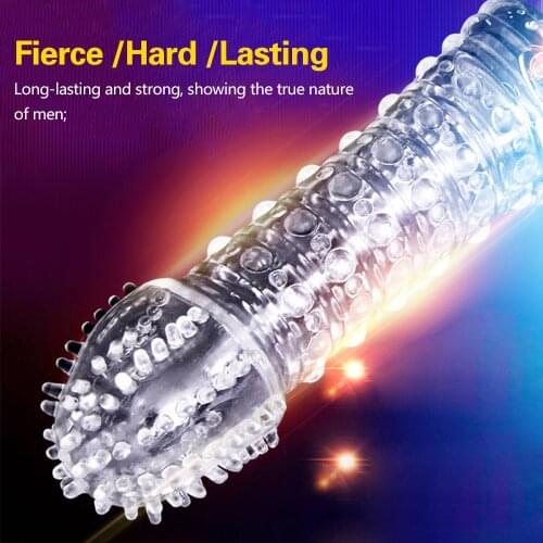 Penis Sleeve Condom Penis Extender Reusable Silicon With Spike Dotted Condoms For Men Penis Ring Cock Cover Sex Toys For Men
