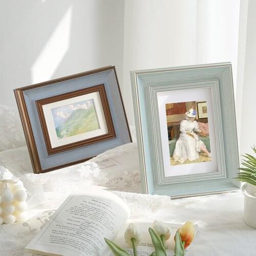 Nordic Photo Frame Retro Home Desktop Room Decoration Art Picture Frames Ornaments Wall Hanging Photo Frames Pictures Display