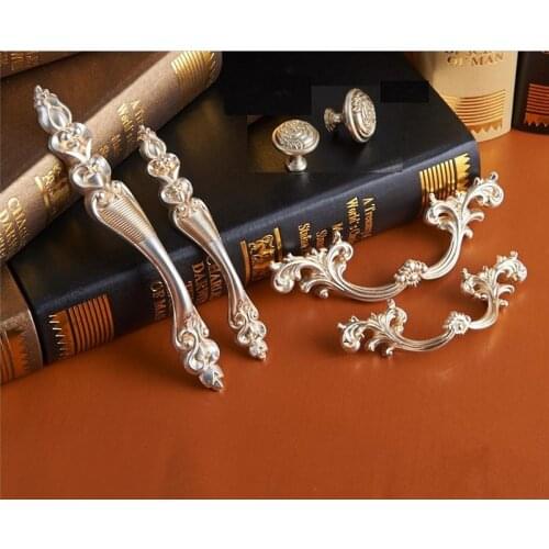 Flower Dresser Pulls Handle Antique Silver Cabinet knobs Drawer Handle Countryside Cupboard Knob Hardware