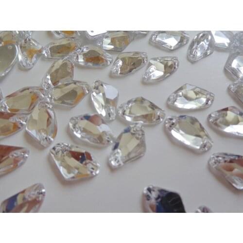 Silver Acrylic Crystal sector shape 9*14mm sew on rhinestones gem stone flatback 150pcs/lot