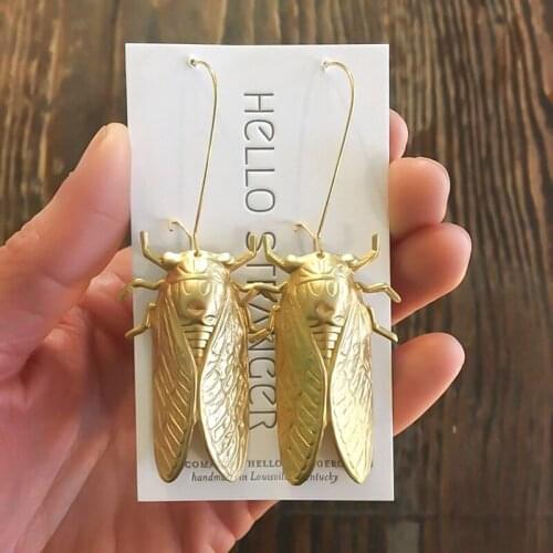 Egyptian Big Insect Bug Cicada Revival Art Deco Drop Dangle Earrings Diva Funny Runway Girl Fancy Dress Orecchini Jewelry