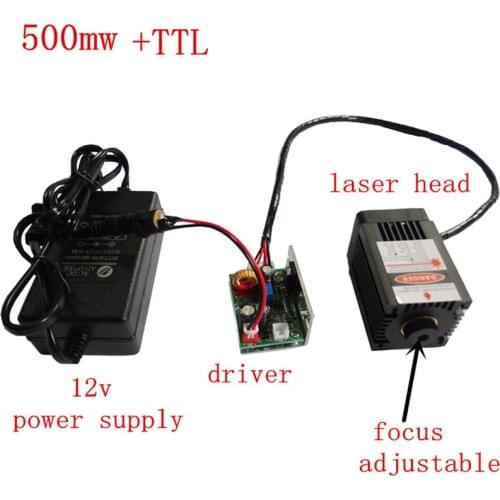 500MW blue-violet laser engraving machine focusing head point wavelength 405nm 12v power supply