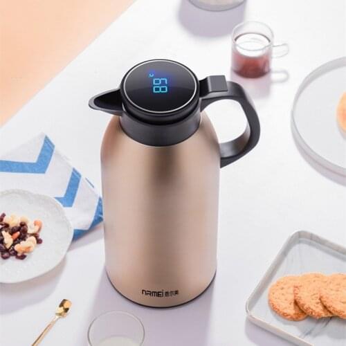 2L 3L Large Capacity Stainless Steel Thermos Carafe Pitchers Display Temperature Bottle Home Coffee kettle Portable Water Pot