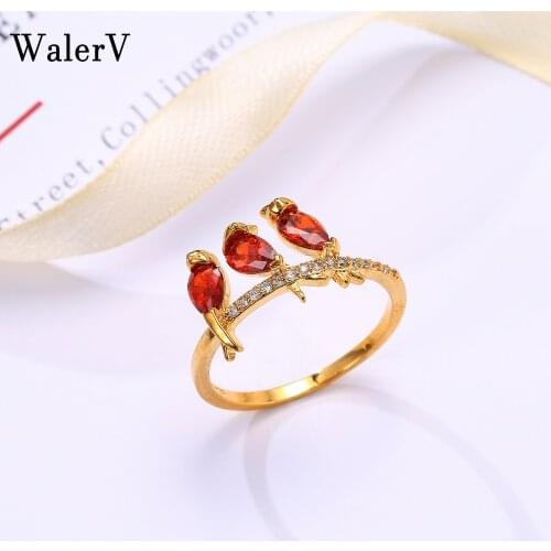 WalerV New Fashion Jewelry Lovely Three Only Bird Shape for Women Girl Ring Sterling Rings Parties Finger Ring Gift