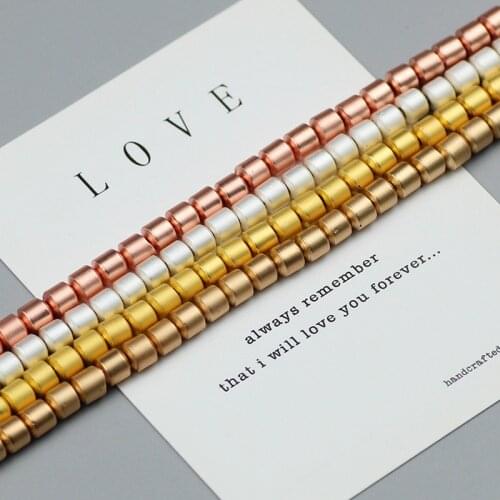 WLYeeS Dull Polish Natural Hematite Stone beads Geometry Cylinder Spacer Loose beads for Jewelry Mainkg DIY Bracelet necklace