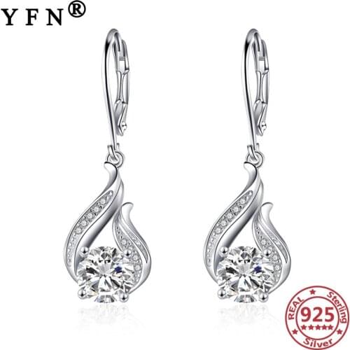 YFN 925 Sterling Silver Zircon Drop Earrings Cubic Zircon Earrings For Trendy Jewelry Woman Gift Valentines Day Gift Moms Gift