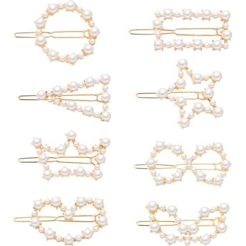 Rose sisi Korean version of the new popular ins sweetness hairpin fashion geometry pearl duck mouth clip girls hair accessories