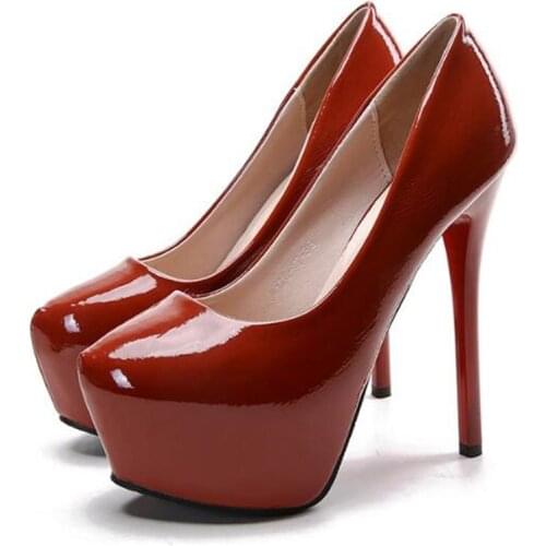 Women Pumps PU 14CM Thin High heels Shoes Sexy PU Slip On Round Toe waterproof Classics fashion Dress Party Wedding women shoes