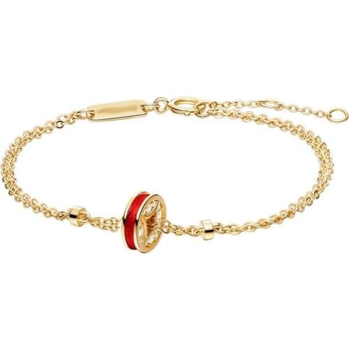 SLJELY Fashion Real 925 Sterling Silver Red Lucky Coin Bracelet Micro Cubic Zirconia Stones WomenFine Brand Jewelry Gift