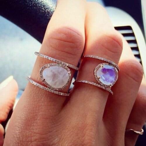 Womens Double Row Rhinestone Ring Irregular Resin Ring Summer Simple Beach Leisure Womens Party Jewelry Size Us6-10