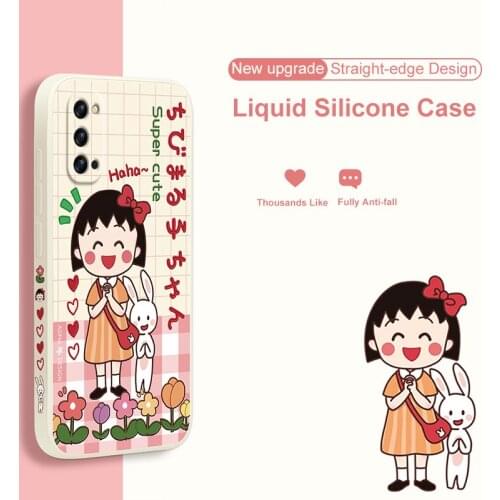 ASINA Liquid Silicone Case For OPPO Reno 2 3 4 5 Pro Cute Cartoon Straight Edge Cover Bumper For Realme X7 Find X2 X3 Lite Neo