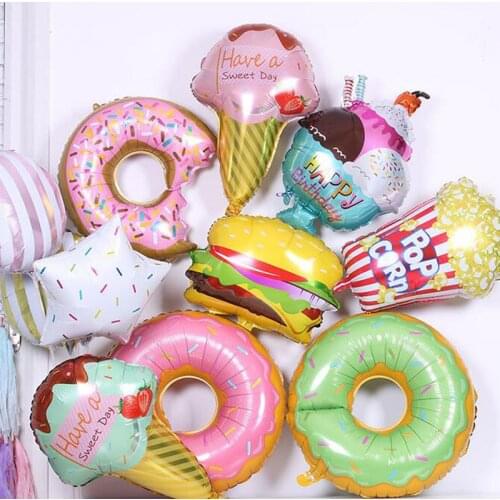 1pc Summer Donut Party Decoration Aluminum Foil Balloons Ice Cream Dessert Childrens Birthday Party Decoration Food Decoration