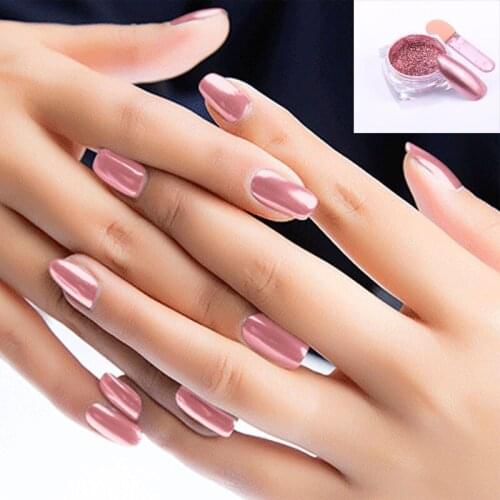 1Pc Rose Gold Metallic Mirror Effect Nail Powder Holographic Aurora Chameleon Glitter Chrome Pigment For Unicorn Dust Powder