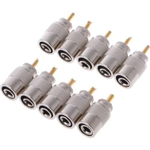 10 Pcs UHF PL-259 Male Solder RF Connector Plugs For RG8X Coaxial Coax Cable