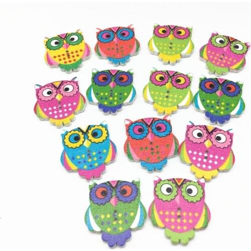 1000pcs 25*30mm Cute Owl Shape Wood Buttons Multi 2 Holes Cartoon Sewing Button For Baby Crafts Embellishments Scrapbooking