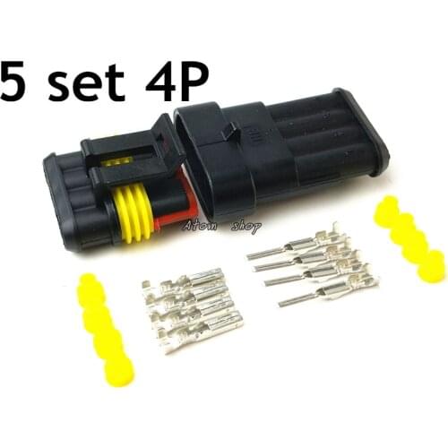 5 sets Kit 4 Pin Way Waterproof Electrical Wire automotive Connector Plug for car