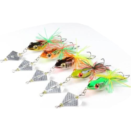 5 Pieces Frog Fishing Bait With Propeller 13.5cm 9.3g Top Water Ray Frog Lure Noise Model Snakehead Killer Fishing Tackle