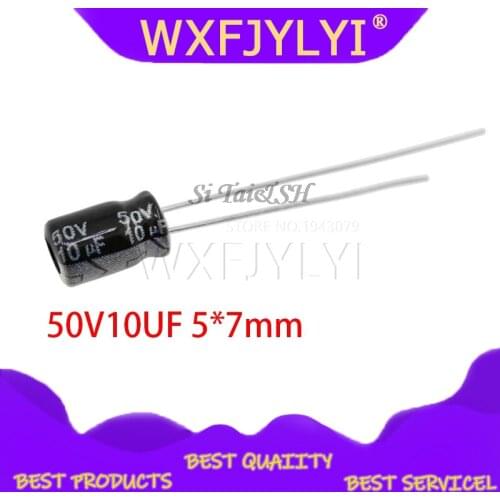 50PCS Higt quality 50V10UF 5*7mm 10UF 50V 5*7 Electrolytic capacitor