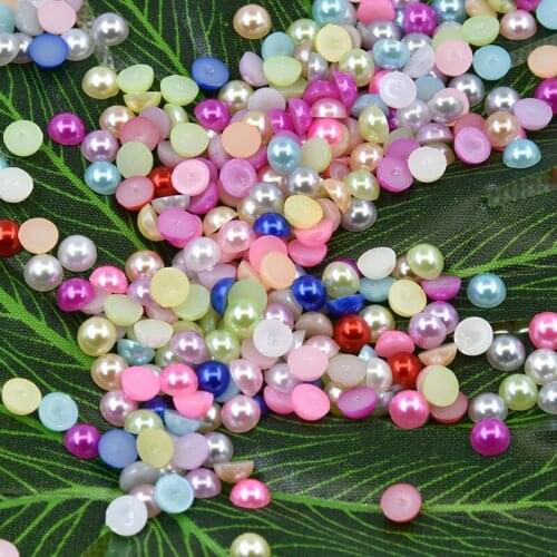 6mm White/Ivory/Random Mixed Color Beads Flatback Half Round Pearl Craft ABS Imitation Pearl Resin Scrapbook Beads DIY Decorate