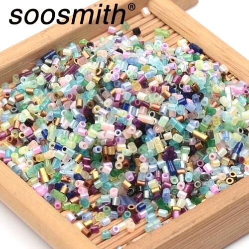 2mm Bugle Beads 1.8mm Diameter 0.8 Rondle Hole Size Charm Czech Glass Beads DIY Bracelet Necklace For Jewelry Accessories