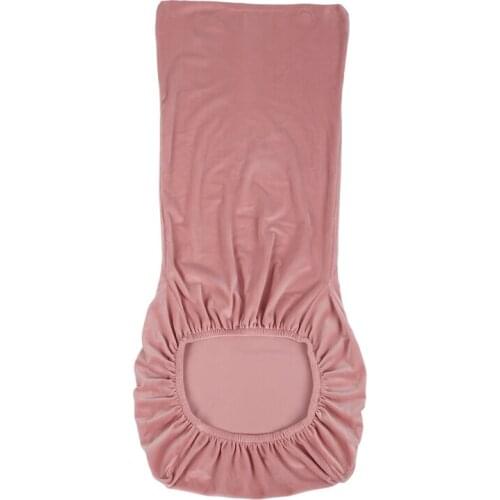 Stretch Fox Velvet Fabric Dining Room Wedding Kitchen Home Short Chair Seat Covers, Pink