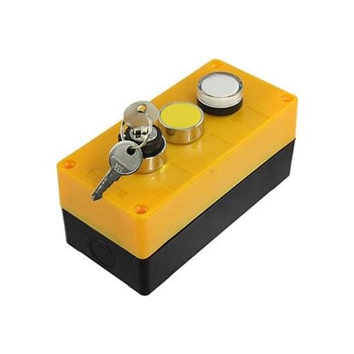 DC 12V White Signal Light Yellow Cap on/off/on Keylock Push Button Switch