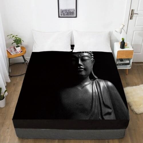 Elastic fitted sheet bed sheet With An Elastic Band 150x200/180/200/160x200 Mattress Cover Bed cover 1pc Black Buddha body