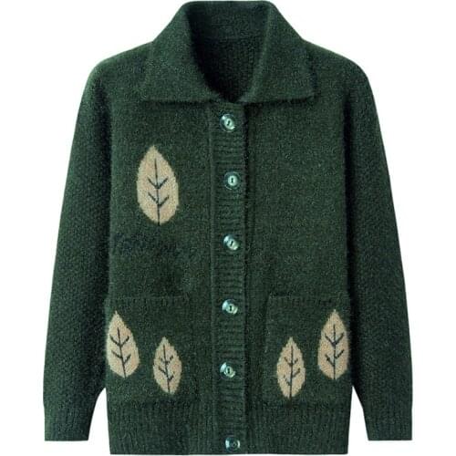 ZG1682 2021 new Mother wear autumn and winte middle-aged and elderly women knit cardigan sweater coat cheap wholesale