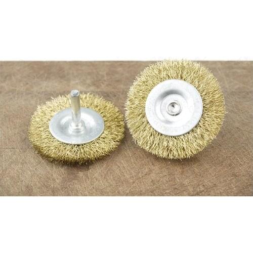 6mm handle T-type copper wire brush Deburring Rust removal Electric grinding polishing head 38/50/65/75/100mm 5pcs NO.C0424