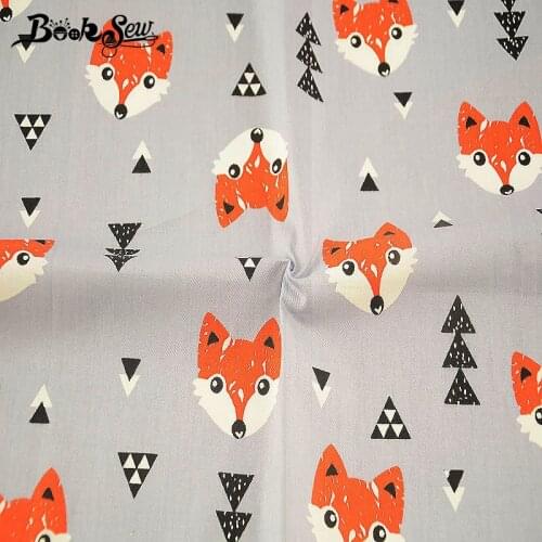Booksew Cotton Twill Fabric Cartoon Theme Grey Textile DIY Telas Animals Design Baby Scrapbooking Material Patchwork Sewing