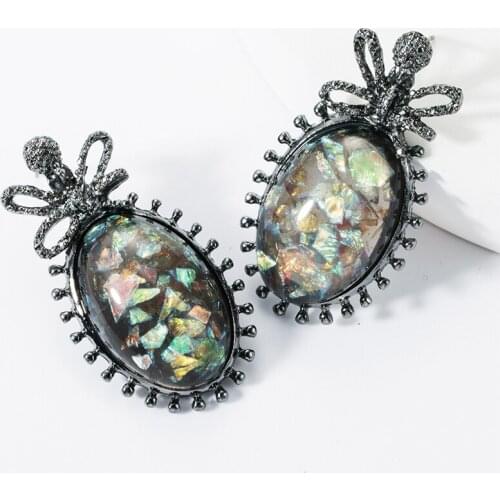 Personality Minimalist Style Alloy Crystal Glass Acrylic Insect Earrings Retro Temperament Popular Earrings