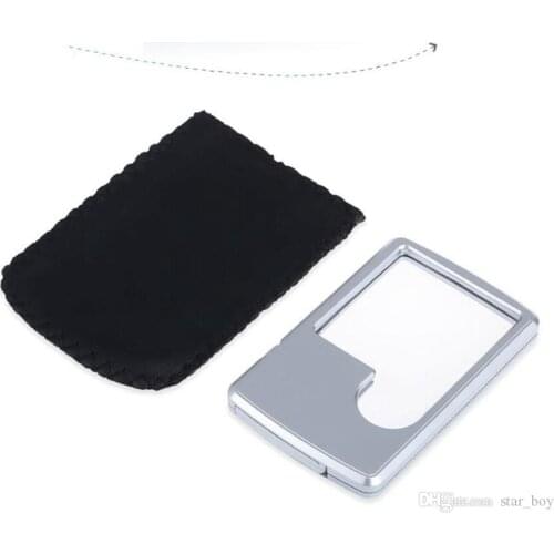 Credit Card 88*57*9mm 2 Lens Magnifier Ultra-thin Portable Square Microscope With LED Light Leather Case LED Card Lamp For Readi