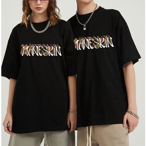 Italian Band Logo Maneskin Print Summer Cool T Shirt Men Women Short Sleeve T-shirts Graphic Tee Shirt Oversize Cotton T-shirt