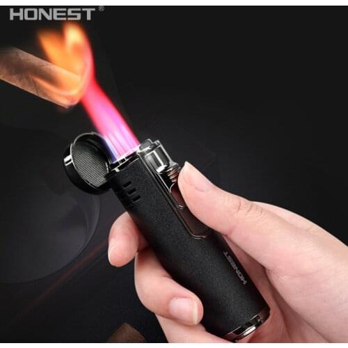 Metal High Firepower Jet Four Torch Cigar Lighter 1300C Butane Gas Lighter Outdoor Campaign Ignition Tool Smoking Accessories