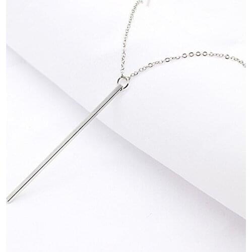 Metal Necklace for Women Men Thick Stick Pendant Alloy Neck Chain Simple Punk Neck Jewelry Gift for Friends LB