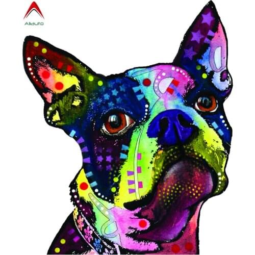 Aliauto Fashion Pet Car Sticker Boston Terrier Automobiles Motorcycles Decorative Laptop Window Cup Art Vinyl Decal,14cm*12cm