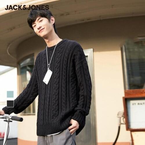 JackJones Mens Oversized Vintage Thickened Warm Round Neckline Knit Sweater|220325002