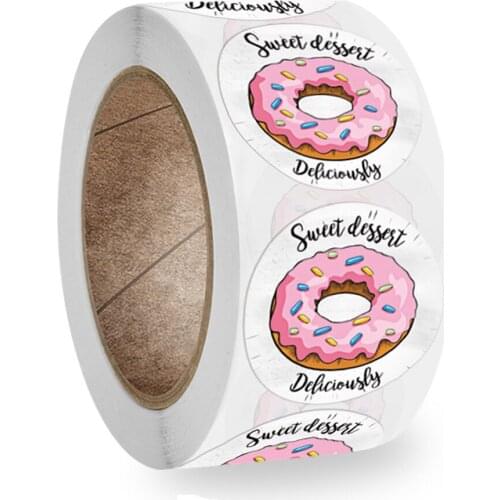 50-500pcs Gift Cake Baking Packaging Decoration Stickers Delicious Donut Style Stickers Gift Packing Supplies Adhesive Stickers