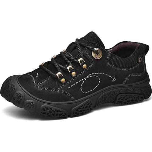 Genuine Leather Fashion Sneakers Anti Slippery Hiking Shoes Men Shoes