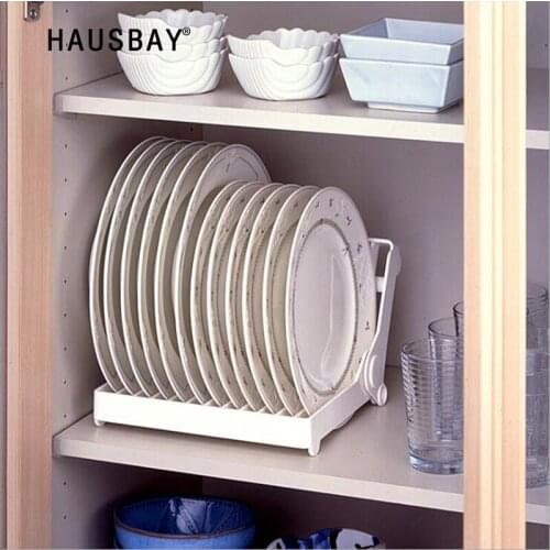 Original HAUSBAY Creative Material ABS Foldable Dish Plate Drying Rack kitchen Storage Finishing Drain Rack Z04229