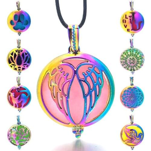 Colorful Wing 016 Aroma Diffuser Necklace Open Antique Vintage Pendant Perfume Essential Oil Diffuser Locket Necklace
