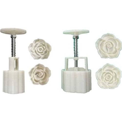 Plastic Mooncake Mould 3D Roses Stamps Cookie Cutters Moulds 30g/125g DIY Baking Accessories for Mid-Autumn Festivals